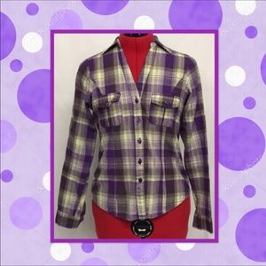 💜Purple Plaid Button Down Flannel💜